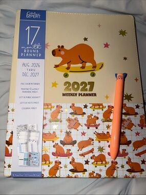 2027 Large Weekly Planner 17 month - Cutest CAPYBARA on Skateboards & Scooters!